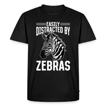 Funny Zebra Animal Easily Distracted By Zebras - Men's Premium Organic T-Shirt - black - Front - Nico (187cm)