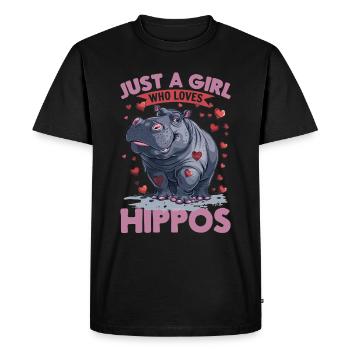 Funny Hippo Hippopotamus Animal Just A Girl Who - Men's Premium Organic T-Shirt - black - Front - Nico (187cm)