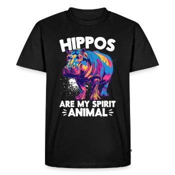 Hippo Hippopotamus Animal Hippos are my spirit - Men's Premium Organic T-Shirt - black - Front - Nico (187cm)