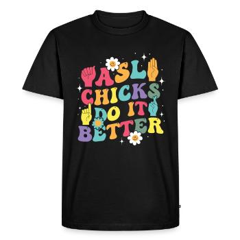 ASL Teacher American Sign Language - Men's Premium Organic T-Shirt - black - Front - Nico (187cm)