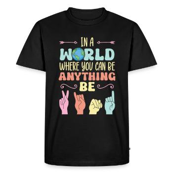 ASL Teacher American Sign Language - Men's Premium Organic T-Shirt - black - Front - Nico (187cm)