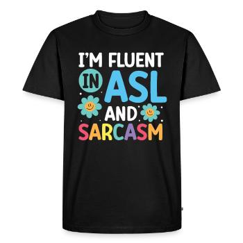 ASL Teacher American Sign Language - Men's Premium Organic T-Shirt - black - Front - Nico (187cm)