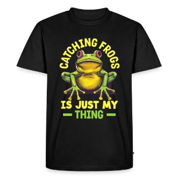 Amphibious Frog Hunter Enthusiast Frog - Men's Premium Organic T-Shirt - black - Front - Nico (187cm)