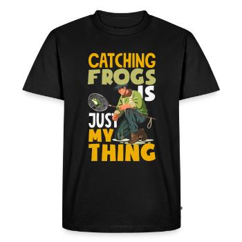 Amphibious Frog Hunter Enthusiast Frog - Men's Premium Organic T-Shirt - black - Front - Nico (187cm)