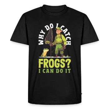 Amphibious Frog Hunter Enthusiast Frog - Men's Premium Organic T-Shirt - black - Front - Nico (187cm)