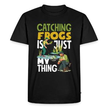 Amphibious Frog Hunter Enthusiast Frog - Men's Premium Organic T-Shirt - black - Front - Nico (187cm)