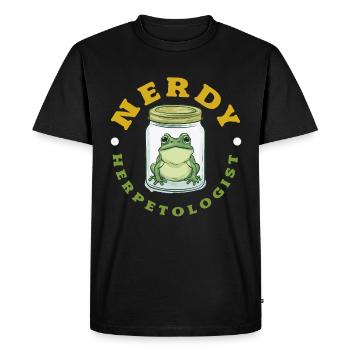 Amphibious Frog Hunter Enthusiast Frog - Men's Premium Organic T-Shirt - black - Front - Nico (187cm)