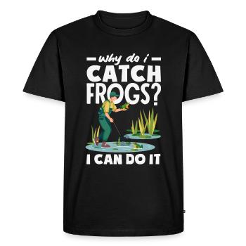 Amphibious Frog Hunter Enthusiast Frog - Men's Premium Organic T-Shirt - black - Front - Nico (187cm)