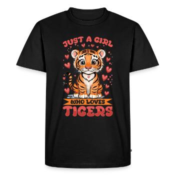 Funny Tiger Animal Just A Girl Who Loves Tigers - Men's Premium Organic T-Shirt - black - Front - Nico (187cm)