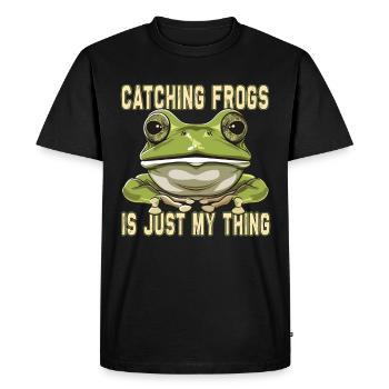 Frogs Catch Frog Hunter Frog Catcher - Men's Premium Organic T-Shirt - black - Front - Nico (187cm)