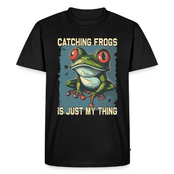 Frogs Catch Frog Hunter Frog Catcher - Men's Premium Organic T-Shirt - black - Front - Nico (187cm)