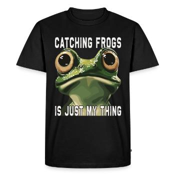 Frogs Catch Frog Hunter Frog Catcher - Men's Premium Organic T-Shirt - black - Front - Nico (187cm)