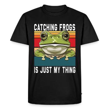 Frogs Catch Frog Hunter Frog Catcher - Men's Premium Organic T-Shirt - black - Front - Nico (187cm)