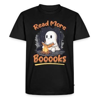 Enseignant Halloween Ghost - Lire la suite Booooks - T-shirt Premium bio Homme - noir - Devant - Nico (187cm)
