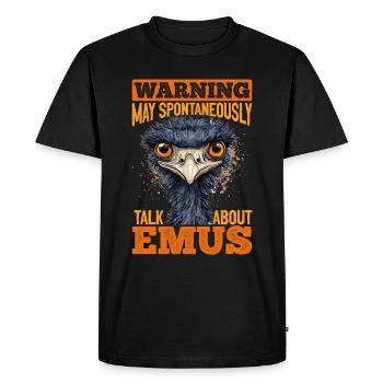 Emu Animal Warning May Spontaneously Talk About - Men's Premium Organic T-Shirt - black - Front - Nico (187cm)