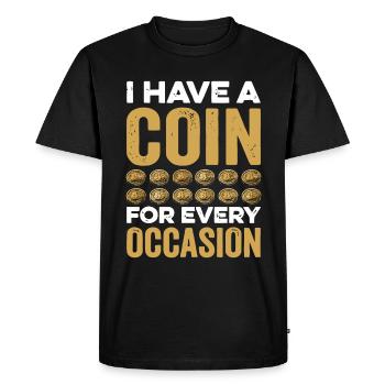 Collectionneur de pièces de monnaie Définition Numismatique - T-shirt Premium bio Homme - noir - Devant - Nico (187cm)