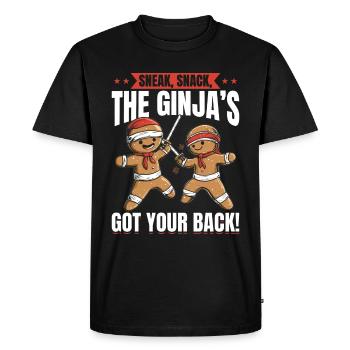 Funny Christmas Gingerbread Sneak - Men's Premium Organic T-Shirt - black - Front - Nico (187cm)