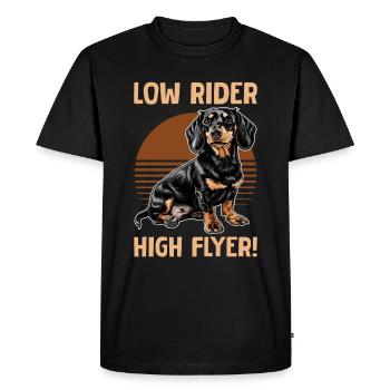 Dachshund Doxie Wiener Dog Low rider high flyer - Men's Premium Organic T-Shirt - black - Front - Nico (187cm)