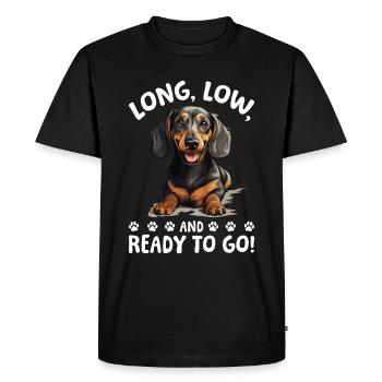 Dachshund Doxie Wiener Dog Long, low - Men's Premium Organic T-Shirt - black - Front - Nico (187cm)