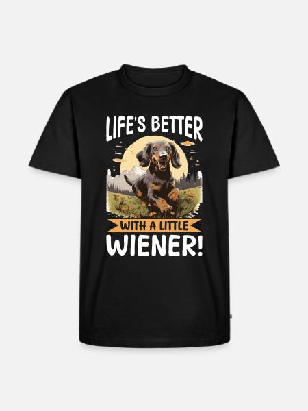Funny Dachshund Doxie Wiener - Männer Premium Bio T-Shirt - Schwarz