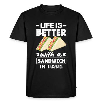 Sandwich Day Snack Celebration Sandwich - Men's Premium Organic T-Shirt - black - Front - Nico (187cm)