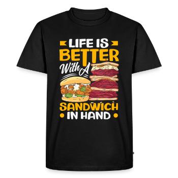 Sandwich Day Snack Celebration Sandwich - Men's Premium Organic T-Shirt - black - Front - Nico (187cm)