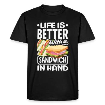 Sandwich Day Snack Celebration Sandwich - Men's Premium Organic T-Shirt - black - Front - Nico (187cm)