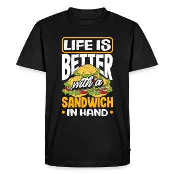 Sandwich Day Snack Celebration Sandwich - Men's Premium Organic T-Shirt - black - Front - Nico (187cm)