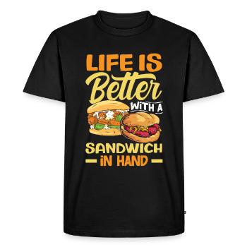 Sandwich Day Snack Celebration Sandwich - Men's Premium Organic T-Shirt - black - Front - Nico (187cm)