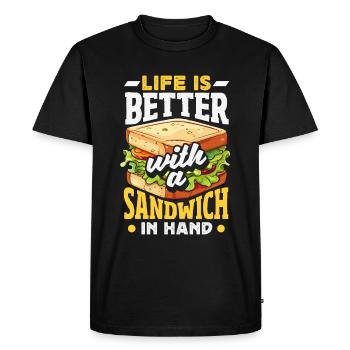 Sandwich Day Snack Celebration Sandwich - Men's Premium Organic T-Shirt - black - Front - Nico (187cm)