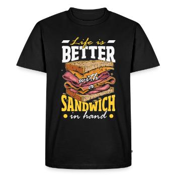 Sandwich Day Snack Celebration Sandwich - Men's Premium Organic T-Shirt - black - Front - Nico (187cm)