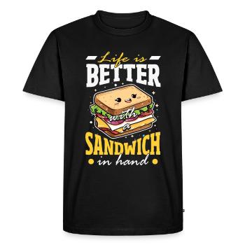 Sandwich Day Snack Celebration Sandwich - Men's Premium Organic T-Shirt - black - Front - Nico (187cm)