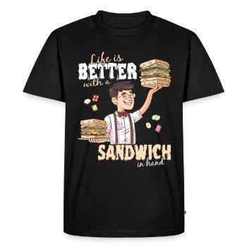 Sandwich Day Snack Celebration Sandwich - Men's Premium Organic T-Shirt - black - Front - Nico (187cm)