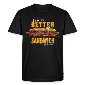 Sandwich Day Snack Celebration Sandwich - Men's Premium Organic T-Shirt - black - Front - Nico (187cm)