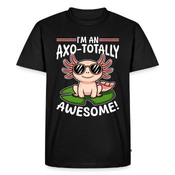 Funny Axolotl Kawaii I'm an Axo-Totally Awesome! - Men's Premium Organic T-Shirt - black - Front - Nico (187cm)