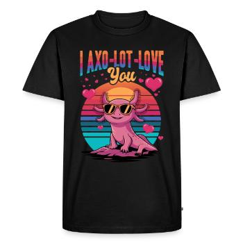 Funny Axolotl Kawaii I Axo-lot-love You! - Men's Premium Organic T-Shirt - black - Front - Nico (187cm)