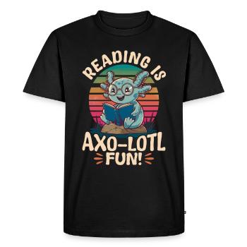 Funny Axolotl Books Kawaii Reading is Axo-lotl Fun - Men's Premium Organic T-Shirt - black - Front - Nico (187cm)