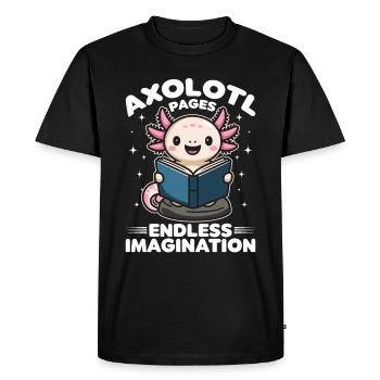 Funny Axolotl Books Kawaii Axolotl Pages - Men's Premium Organic T-Shirt - black - Front - Nico (187cm)