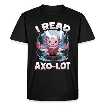Funny Axolotl Books Kawaii I Read Axo-lot - Men's Premium Organic T-Shirt - black - Front - Nico (187cm)