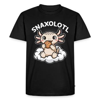 Funny Axolotl with cookie Kawaii Snaxolotl - Men's Premium Organic T-Shirt - black - Front - Nico (187cm)