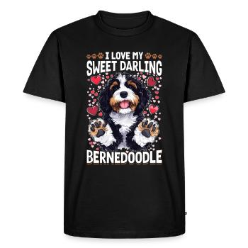 Bernedoodle Chien Race J’Aime Mon Doux Darling - T-shirt Premium bio Homme - noir - Devant - Nico (187cm)