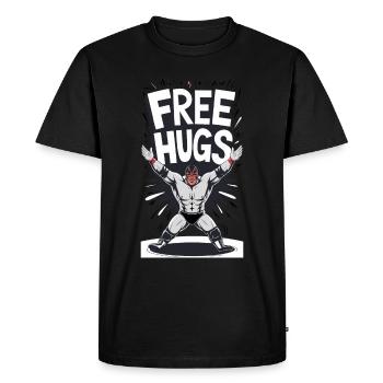 Lutteur - Câlins gratuits - T-shirt Premium bio Homme - noir - Devant - Nico (187cm)