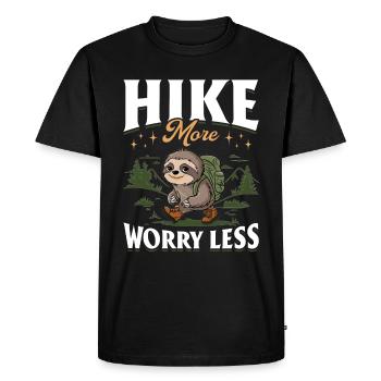 Paresseux Randonnée Montagne Randonnée Plus S’inquiéter Moins - T-shirt Premium bio Homme - noir - Devant - Nico (187cm)