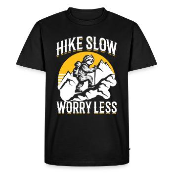 Sloth Hiking Mountains Hike Slow enjoy more - Men's Premium Organic T-Shirt - black - Front - Nico (187cm)