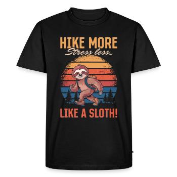 Paresseux Randonnée Montagne Randonnée plus, stress moins - T-shirt Premium bio Homme - noir - Devant - Nico (187cm)