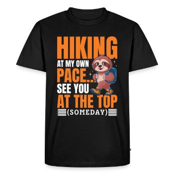 Sloth Hiking Mountains Hiking at my own pace - Men's Premium Organic T-Shirt - black - Front - Nico (187cm)