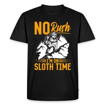 Paresseux Randonnée Montagnes Pas de précipitation, je suis à l’heure de la paresse. - T-shirt Premium bio Homme - noir - Devant - Nico (187cm)