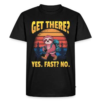 Sloth Hiking Mountains Get there? Yes. Fast? No. - T-shirt Premium bio Homme - noir - Devant - Nico (187cm)