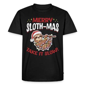 Sloth Christmas Animal Merry Slothmas take it slow - Men's Premium Organic T-Shirt - black - Front - Nico (187cm)
