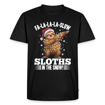 Sloth Christmas Animal Fa-la-la-la-slow - Men's Premium Organic T-Shirt - black - Front - Nico (187cm)